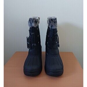ZoiZum Waterproof Snow Boots 9 Winter Warm Faux Fur Lined Lace Up Black Size 9